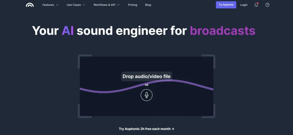 Главная страница нейросети Auphonic