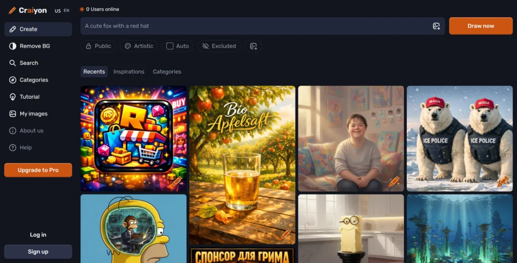 Craiyon - интерфейс - DALL-E Mini - бесплатная генерация изображений