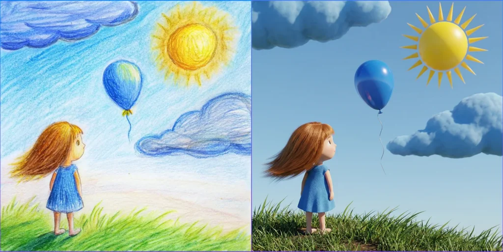 Рисунок до и после: оживление детских рисунков в Study AI