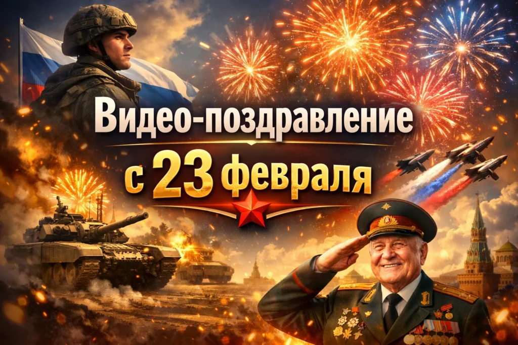 Видео-поздравление с 23 февраля мужчинам с нейросетью