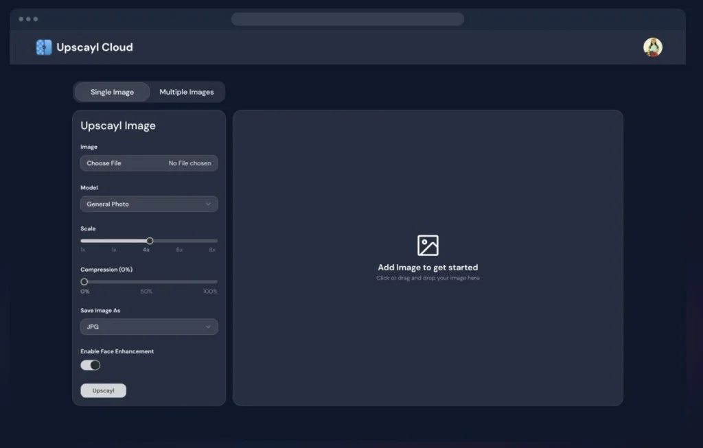 Upscayl - AI Image Upscaler - интерфейс