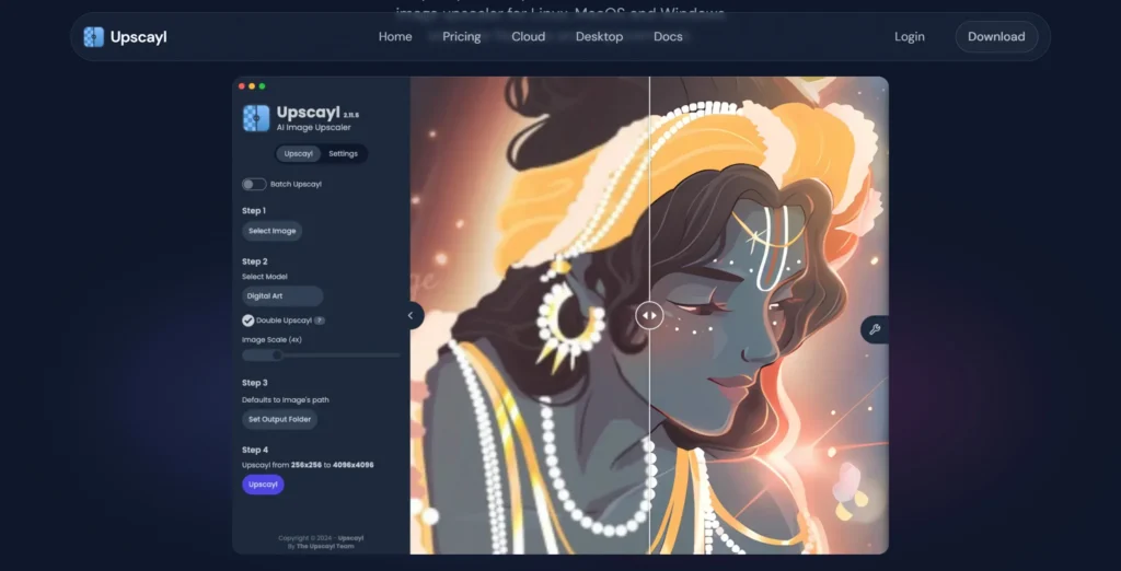 Upscayl - AI Image Upscaler - рабочий процесс