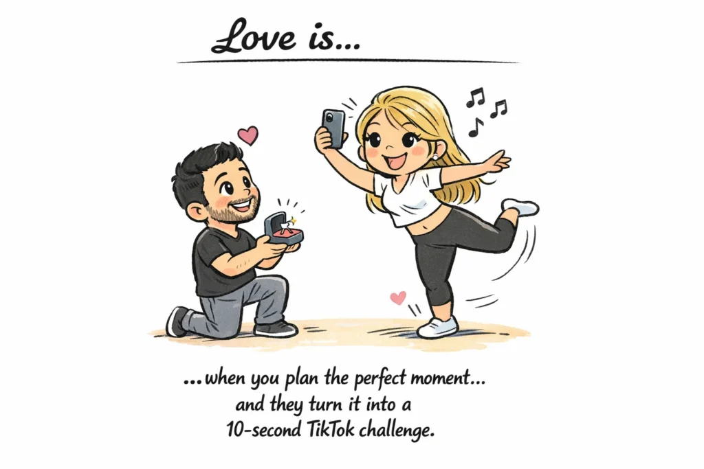 Юмористическая открытка Love is