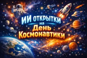 Готовые бесплатные промты для ИИ открытки на День космонавтики