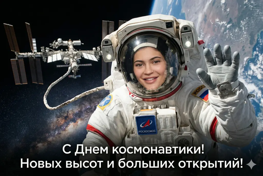 Реалистичное фото из космоса с поздравлениями