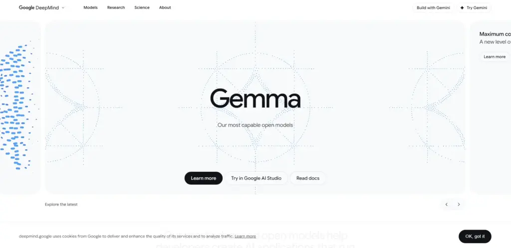 Главная страница - модель Gemma в Google DeepMind