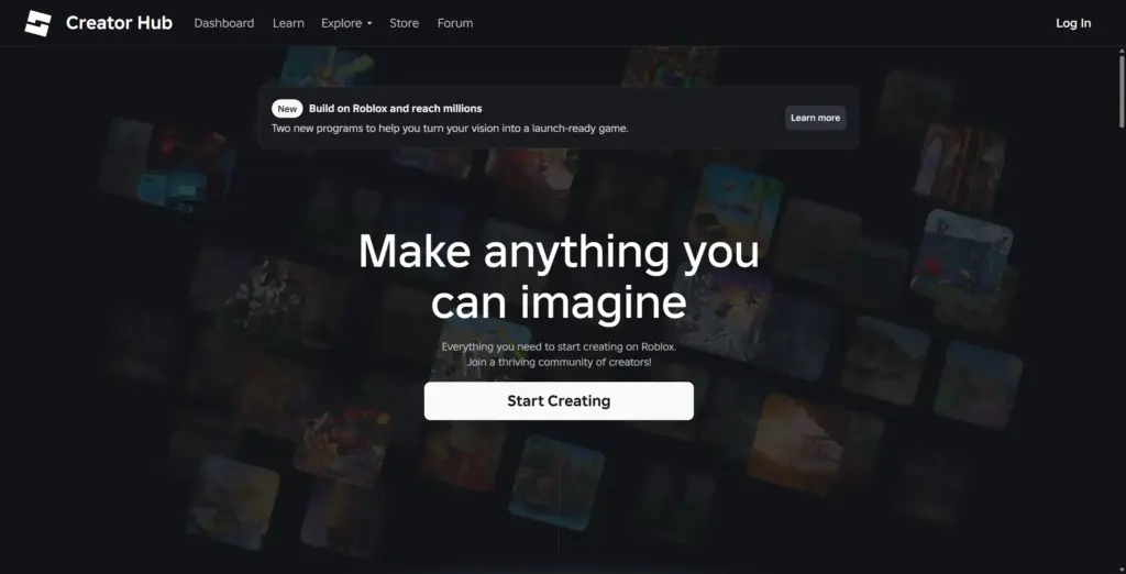 Roblox Creator Hub - главная